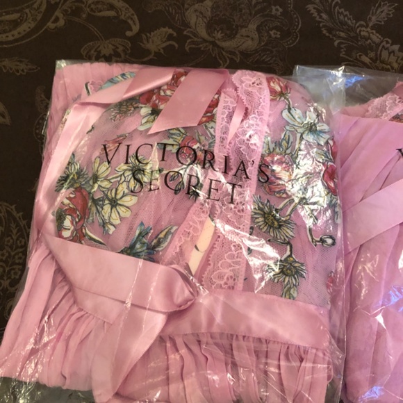 Victoria’s Secret Floral Embroidered Chiffon 2 Piece Babydoll Chemise XL NWT - Picture 5 of 6